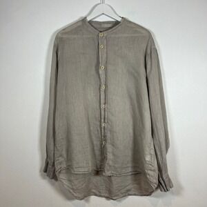 CP Shades Linen Shirt Size L Taupe Woven High Low Hem Lagenlook Breathable Tunic